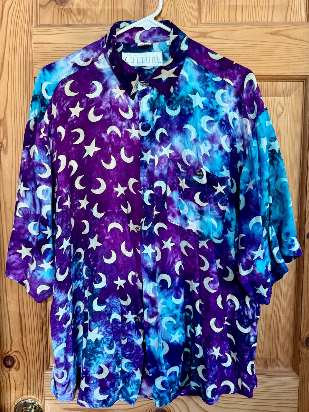 Culture Purple & Blue Moonprint Button-Down Shirt, Vintage 1990’s